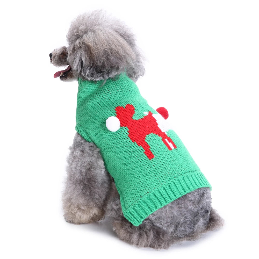Christmas Dog Sweater, Geometric Pattern Winter Knit Puppy Coat