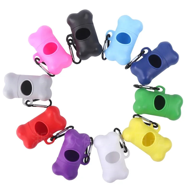 Bone Shaped Dog Poop Bag Holder Dispenser with Leash Clip