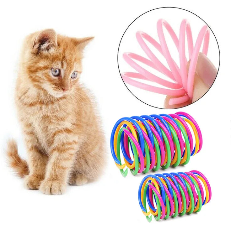 Colorful Cat Spring Coil Toys, Interactive Kitten Spiral Springs