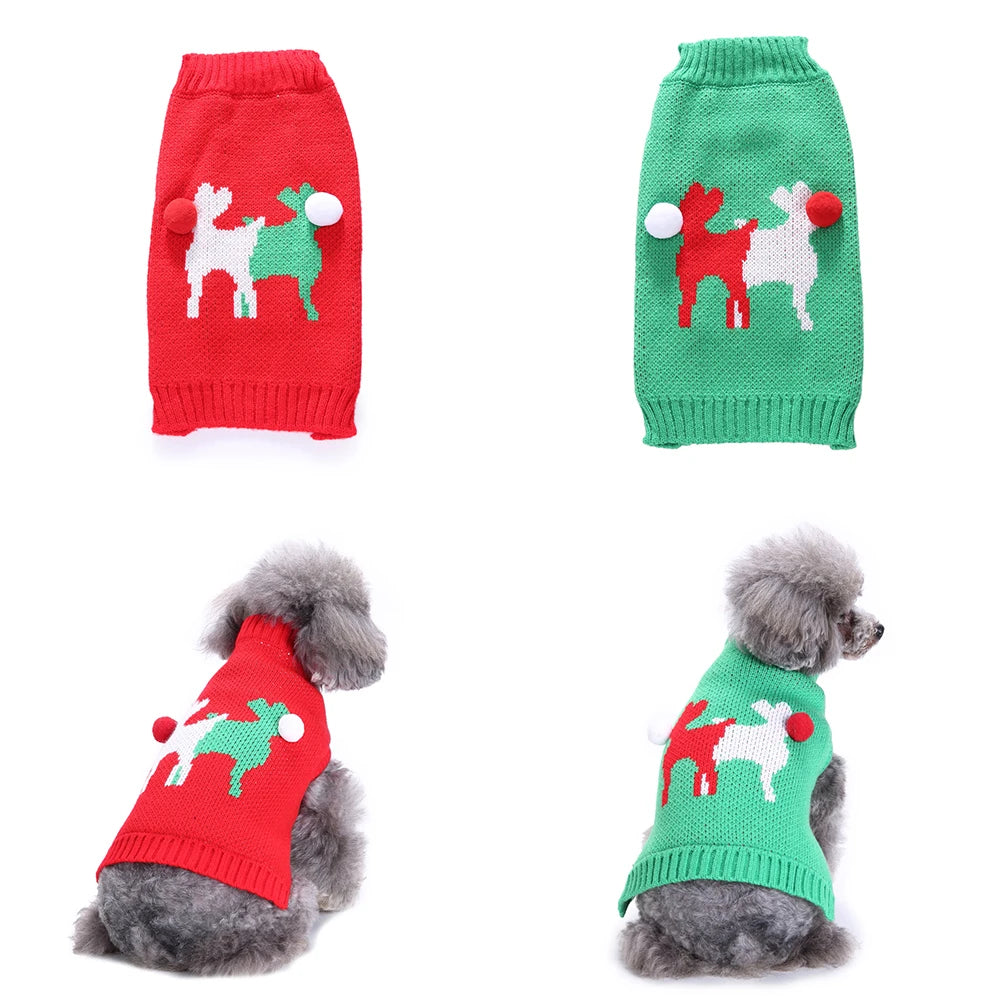 Christmas Dog Sweater, Geometric Pattern Winter Knit Puppy Coat