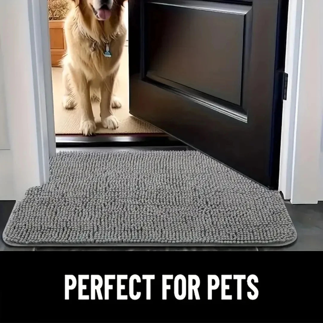 Absorbent Dog Paw Cleaner Door Mat – Washable Non-Slip Mud Catcher Rug