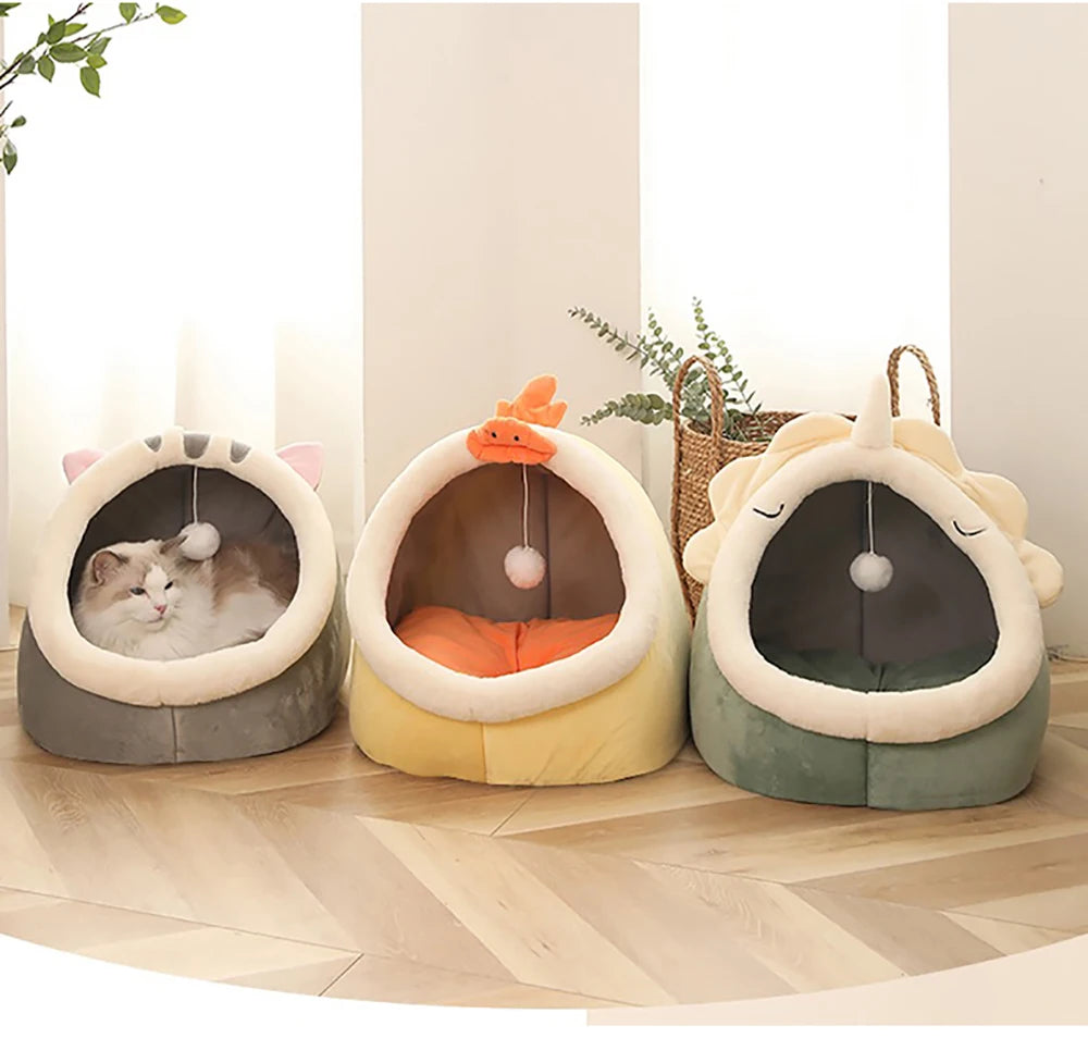 Self-Warming Pet Tent Cave Bed for Cats & Small Dogs, Washable