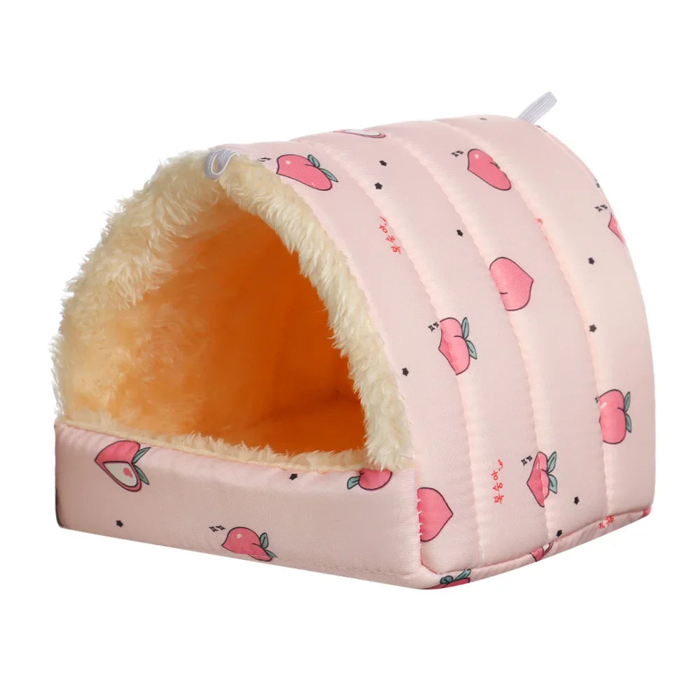 Cute Cartoon Guinea Pig Bed Nest, Warm Plush Small Animal House