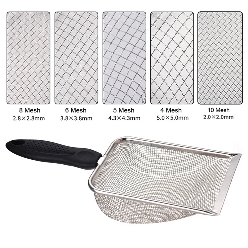 Stainless Steel Mesh Litter Scoop for Cats and Reptile Sand Cleaning
