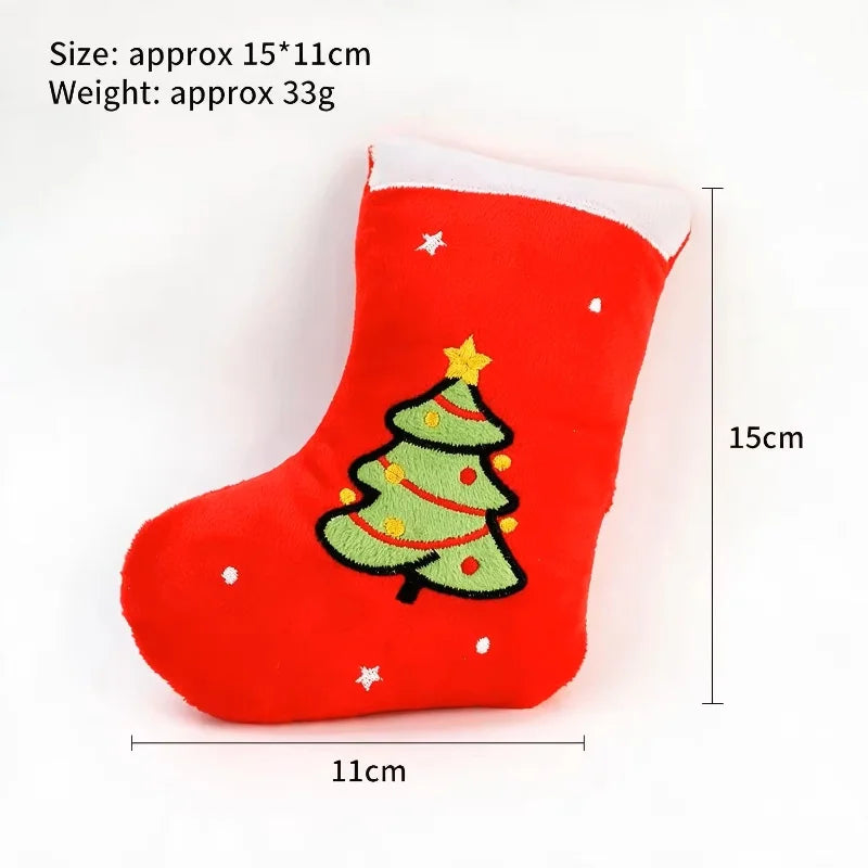 Christmas Squeaky Plush Stocking Dog Toy