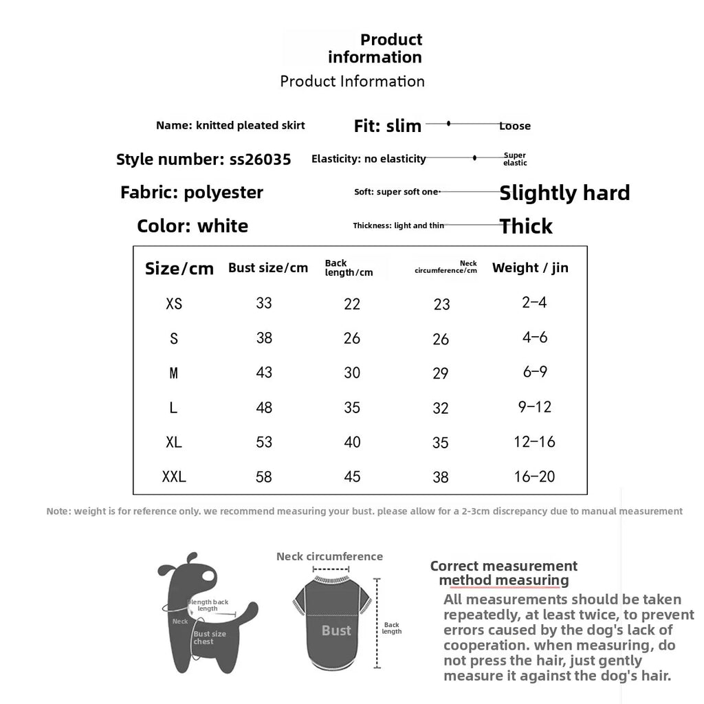 Plaid Pleated Dog Skirt Dress, Preppy Fall and Winter Pet Outfit