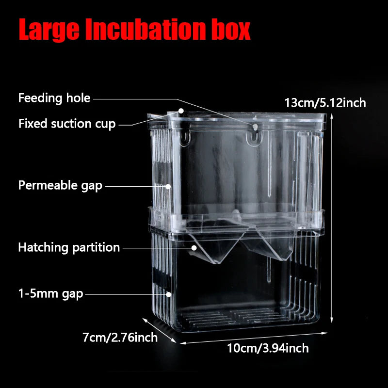 Clear Aquarium Fish Breeder Box, Hatchery for Betta, Guppy & Shrimp