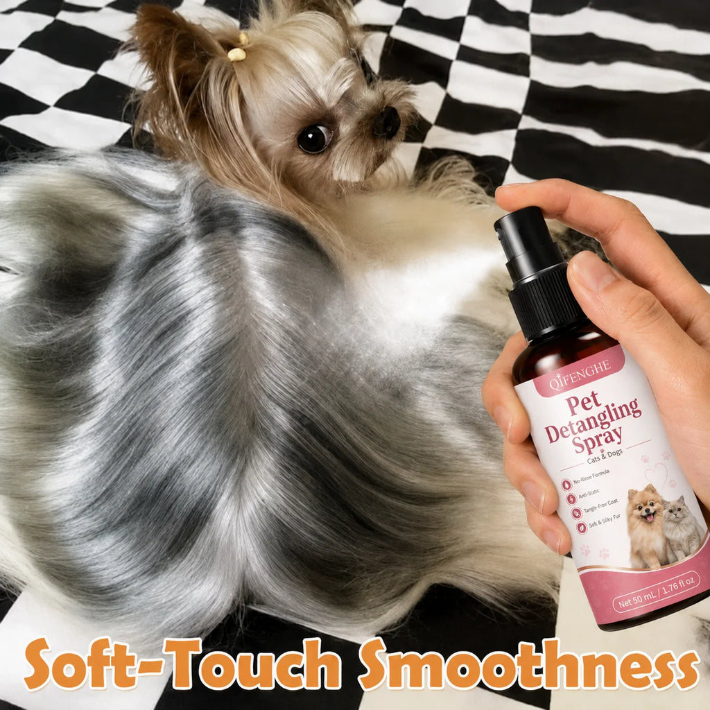 No-Rinse Pet Detangler Spray for Dogs and Cats, Mat and Knot Remover