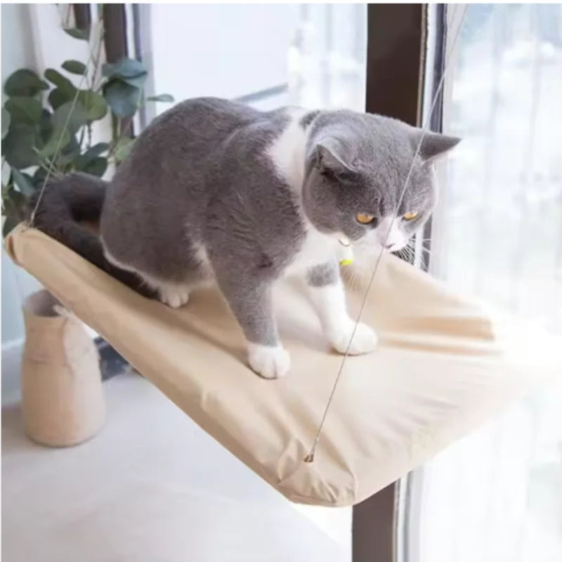 Wall-Mounted Cat Hammock with Climbing Frame, Holds Up to 44 lb