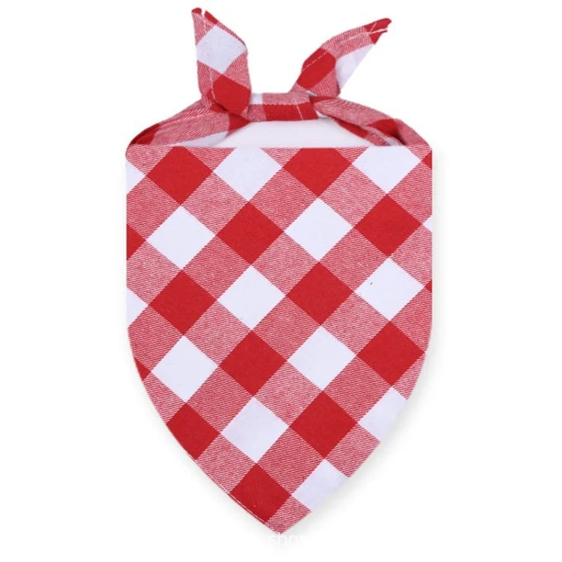 Plaid Fall Dog Bandana, Washable Cotton Bow Tie Collar Scarf