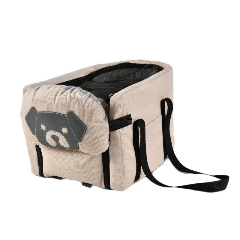Foldable Dog Car Seat Basket with Safety Leash for Small Pets