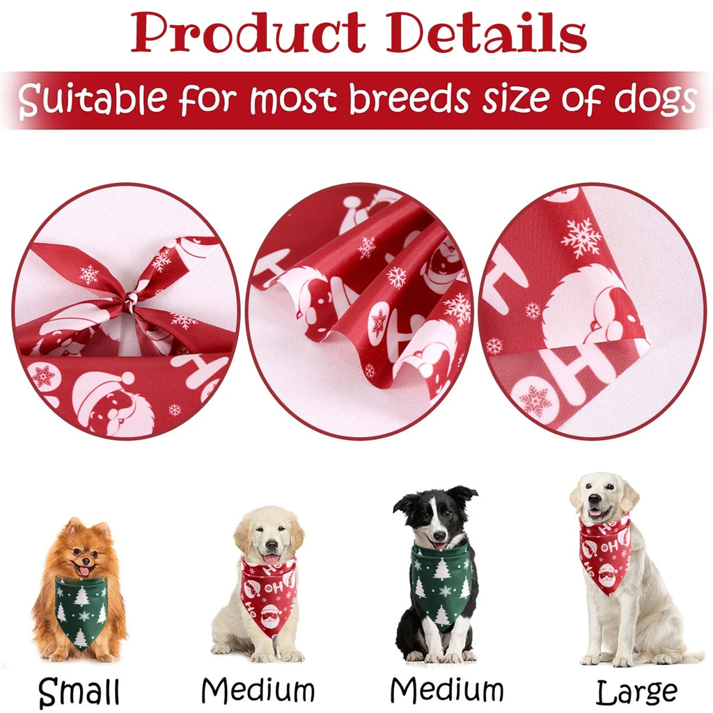Christmas Plaid Dog Bandanas 2-Pack, Washable Holiday Pet Scarf Bibs
