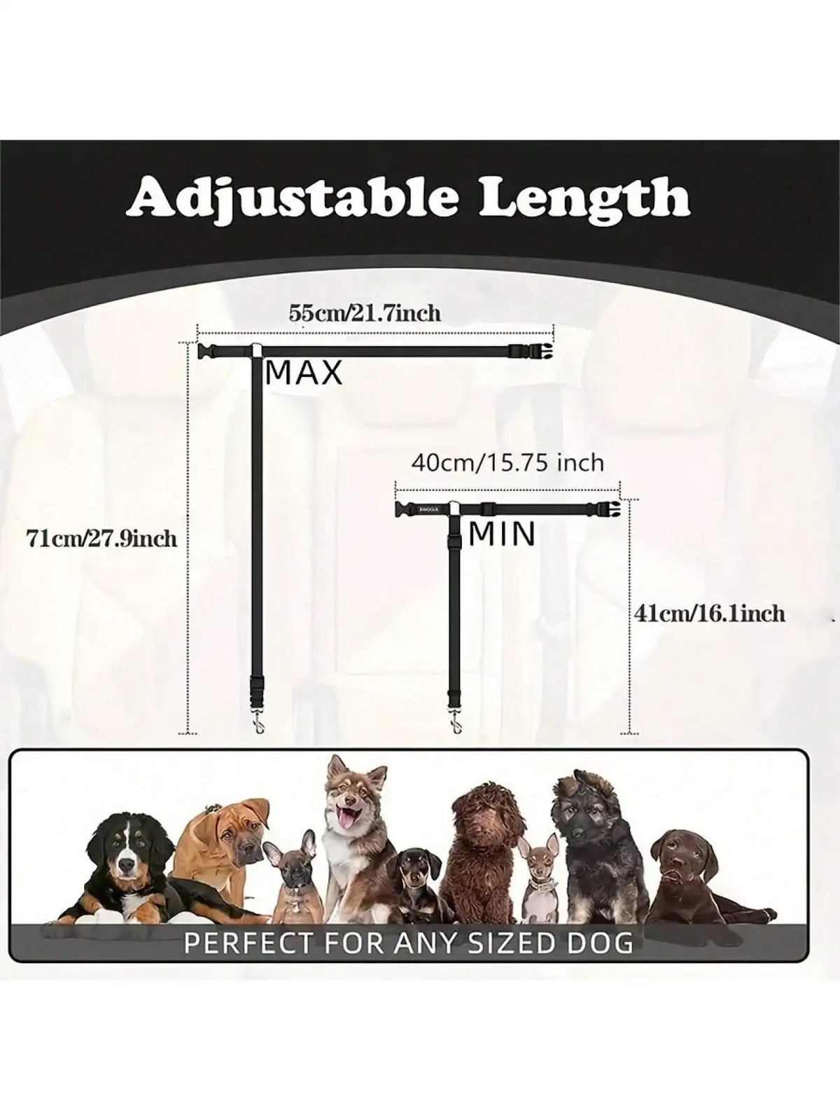 Adjustable Dog Car Seat Belt Tether for Safe Vehicle Travel