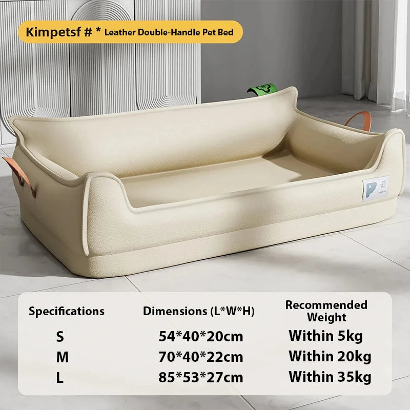 Orthopedic Faux Leather Dog Sofa Bed, Waterproof Washable Pet Couch