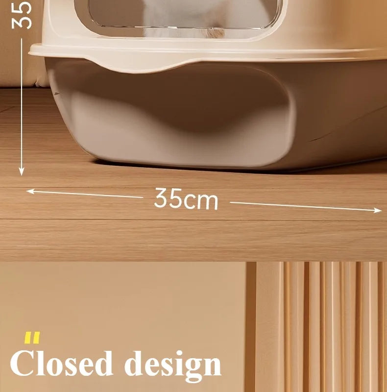 Fully Enclosed Drawer Cat Litter Box with Splash-Proof Anti-Odor Lid