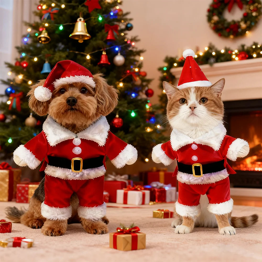 Christmas Santa Claus Costume Jumpsuit for Cats & Small Dogs