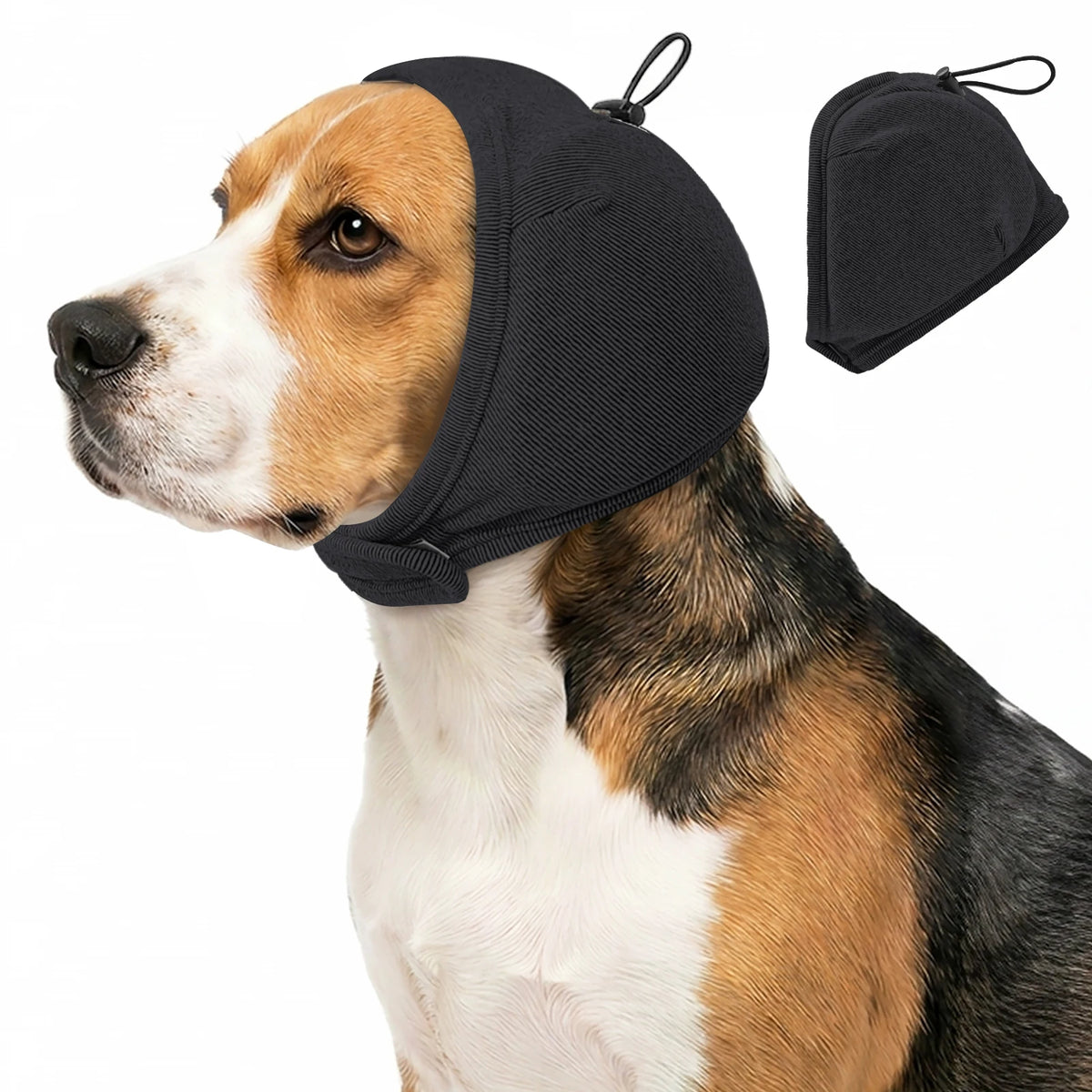 Adjustable Dog Calming Ear Wrap, Soft Noise-Reducing Anxiety Hood