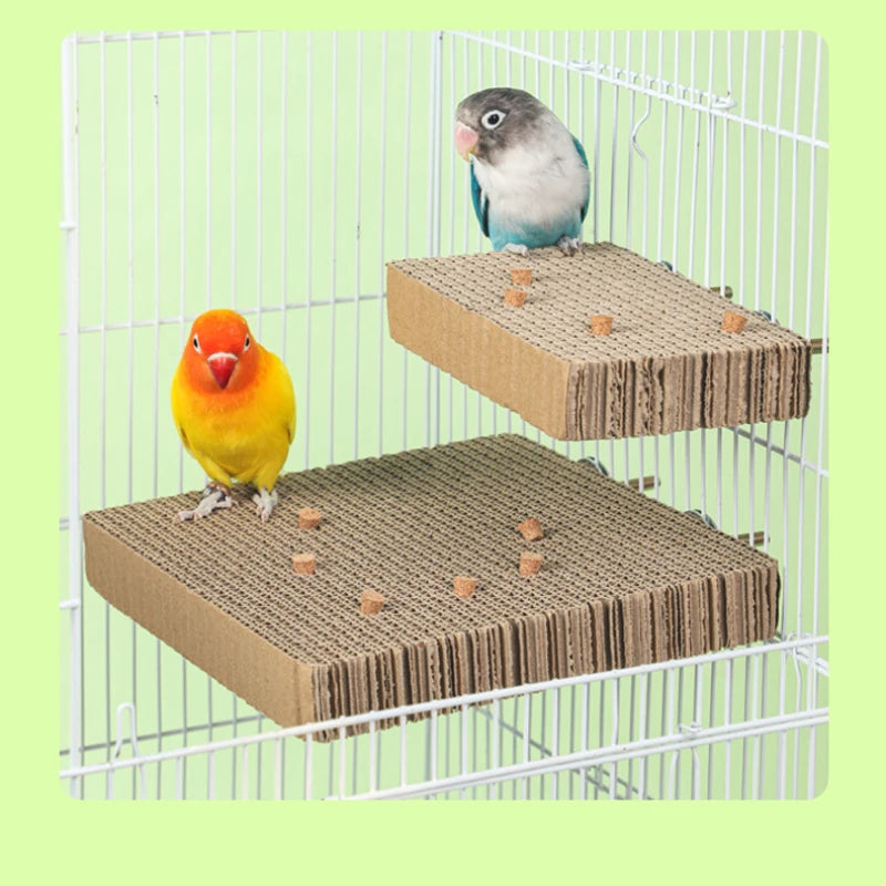 Bird Shredding Foraging Toy with Cork Perch Platform for Parakeets