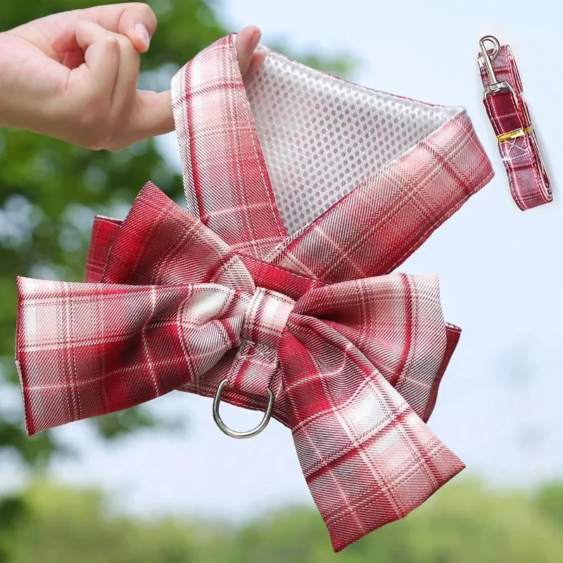 Christmas No-Pull Dog Harness & Leash Set with Bowtie