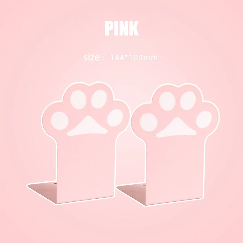 Paw Print Metal Bookends Pair, Non-Skid Book Stoppers for Pet Lovers