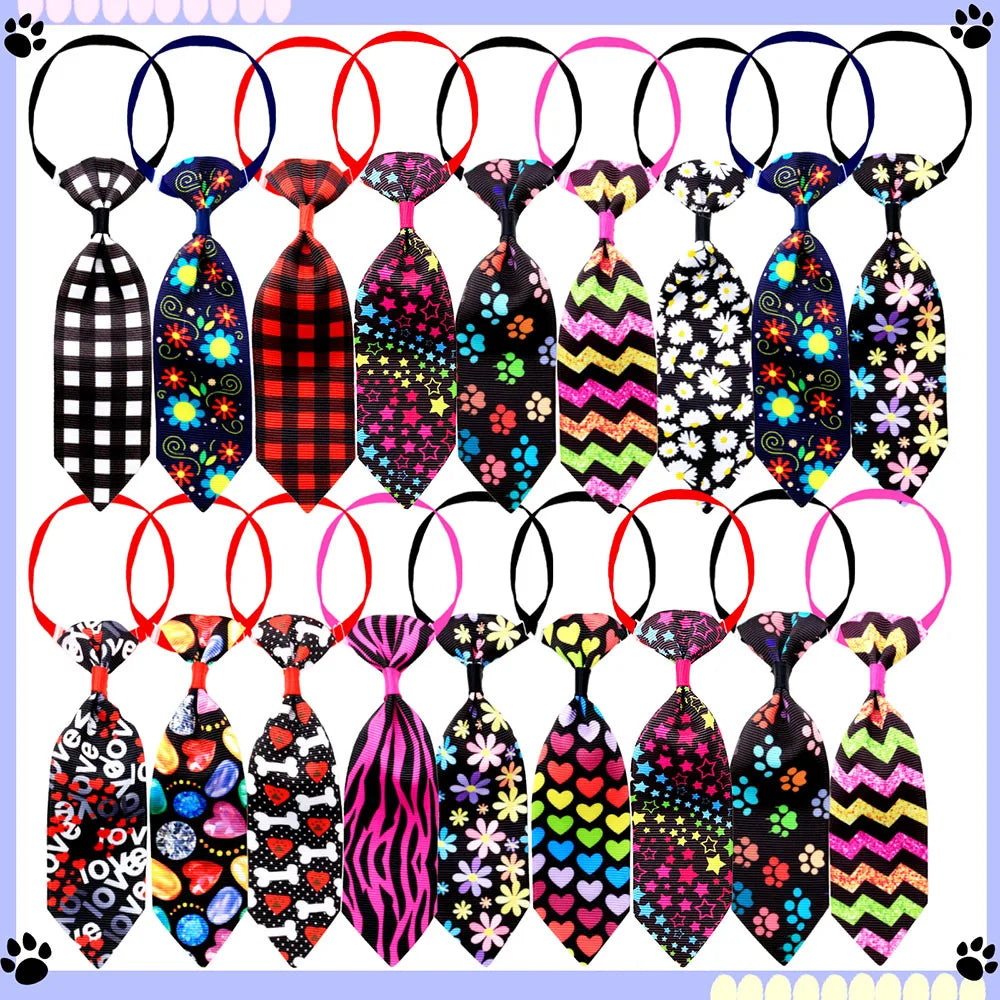 Adjustable Bone Shaped Pet Neckties for Grooming 50 Pack