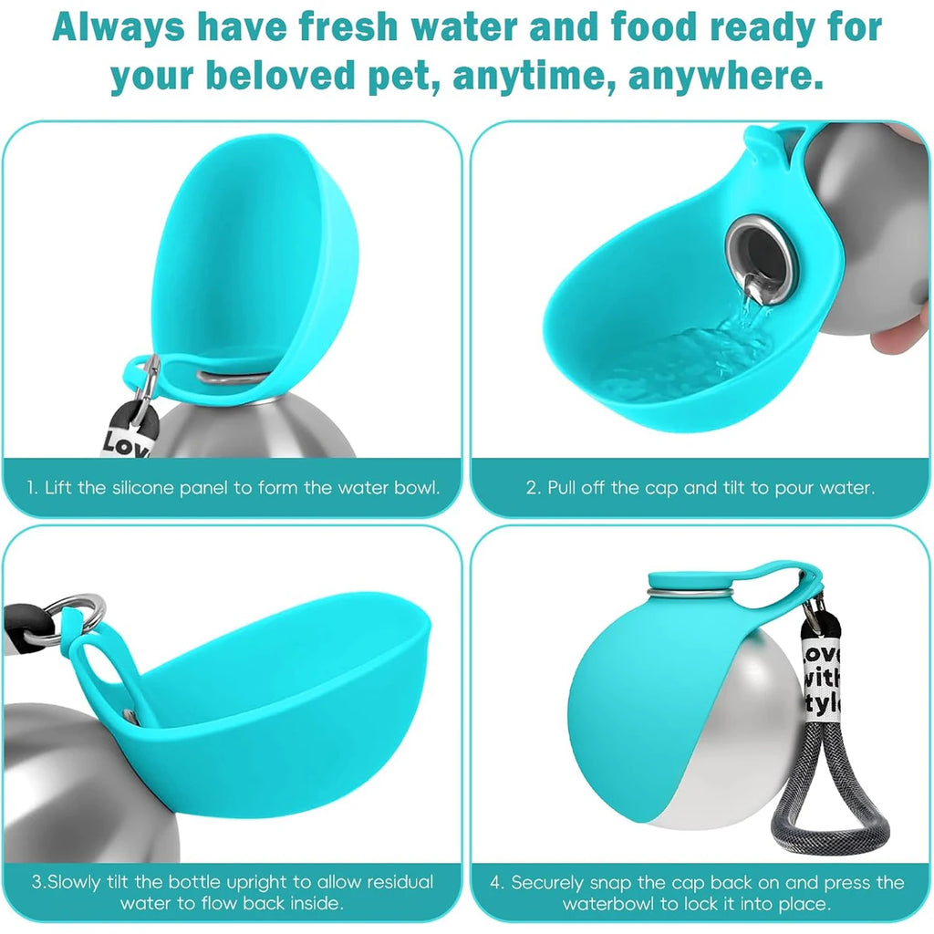 2-in-1 Portable Dog Water Bottle and Bowl for Walks and Travel