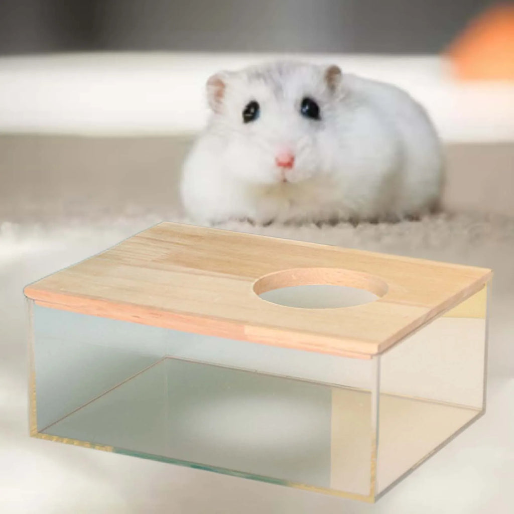 Clear Hamster Sand Bath Box, Small Pet Bathroom and Toilet House