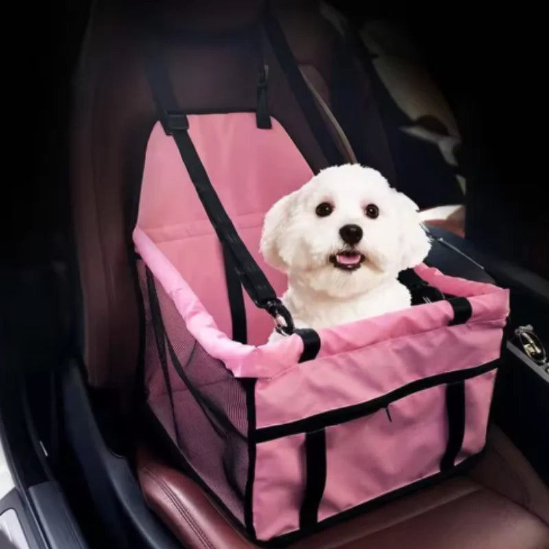 Foldable Dog Car Seat Basket with Safety Leash for Small Pets