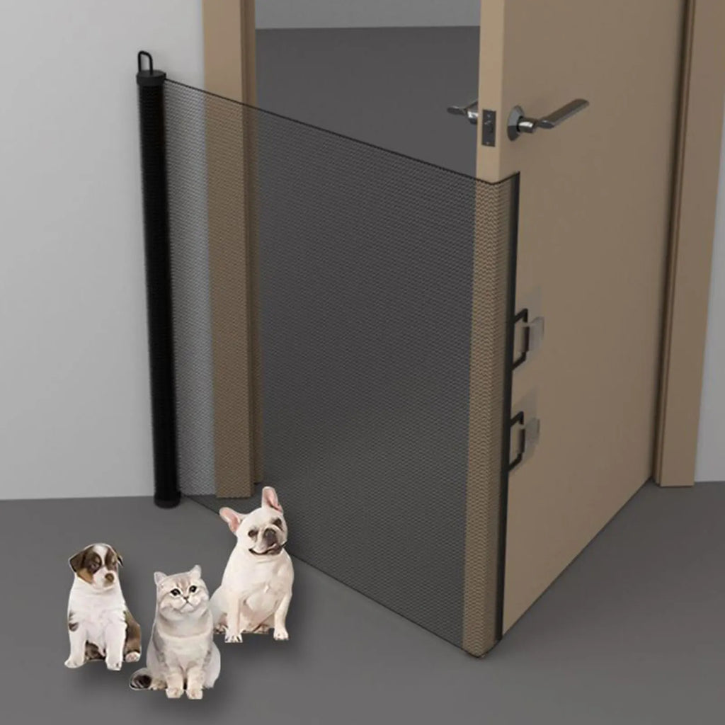 Retractable Mesh Pet Gate for Stairs & Doorways, Indoor Dog Barrier