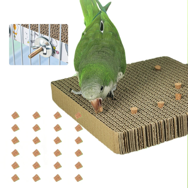 Bird Shredding Foraging Toy with Cork Perch Platform for Parakeets