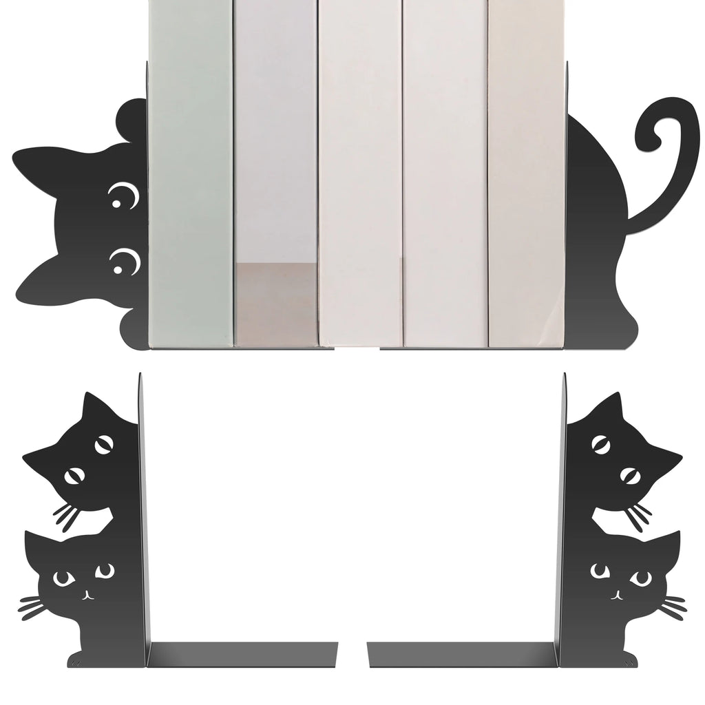 Cat Shaped Metal Bookend, Decorative Desk Book Stopper