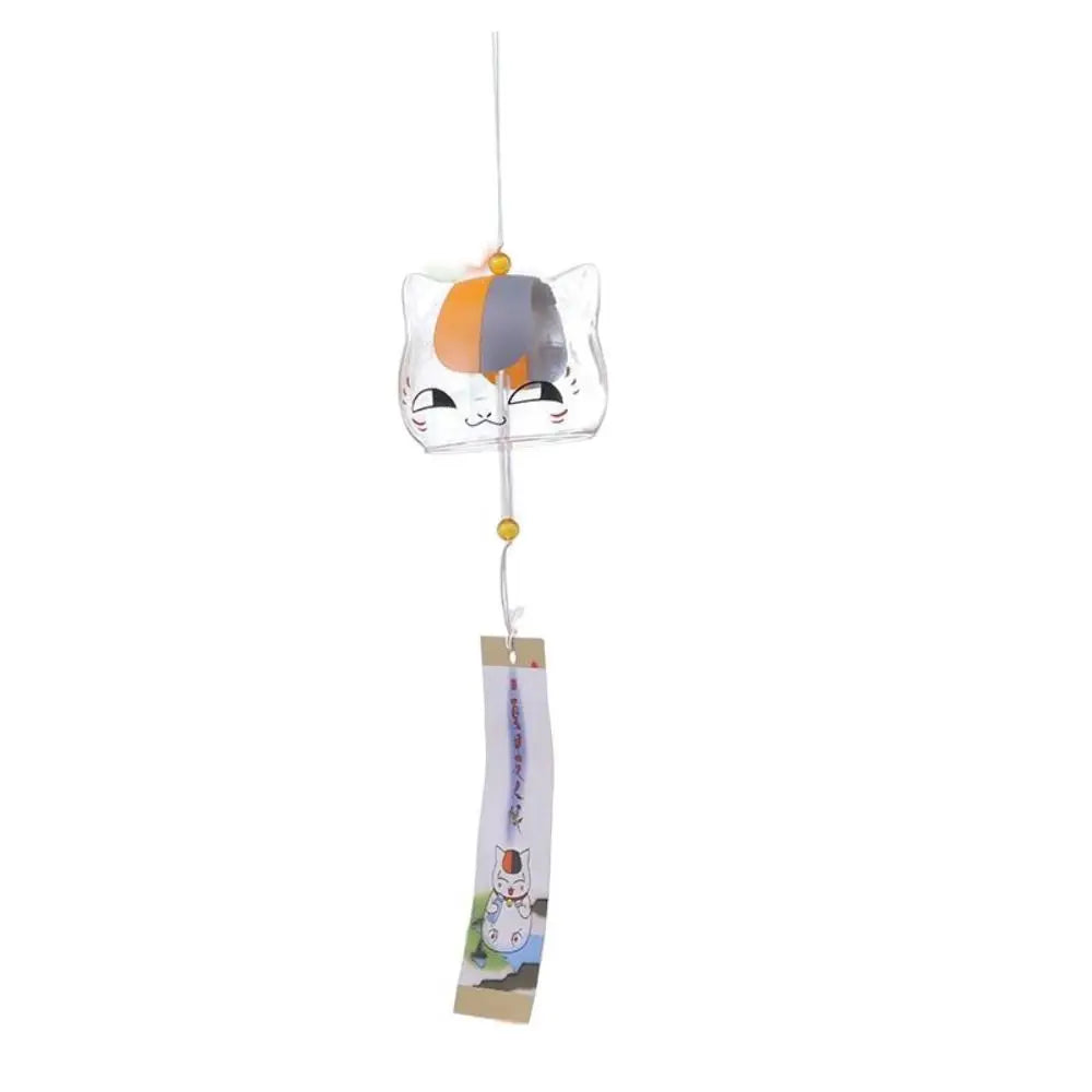 Japanese Glass Cat Wind Chime, Hanging Window Decor for Cat Lovers