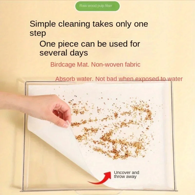 Disposable Bird Cage Liner Pads, 100 Absorbent Non-Woven Sheets