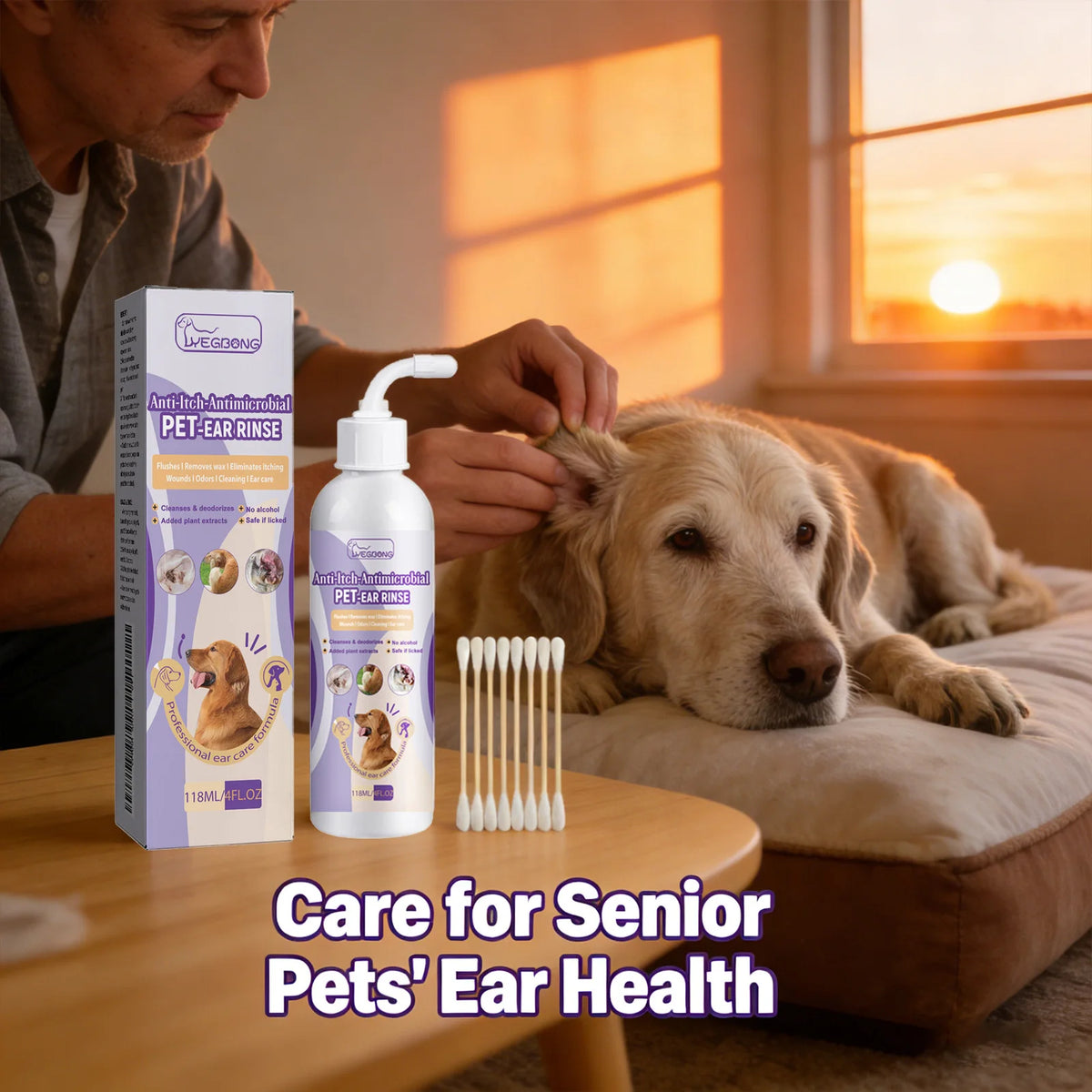 Gentle Pet Ear Cleaning Solution for Dogs & Cats, Odor & Wax Remover