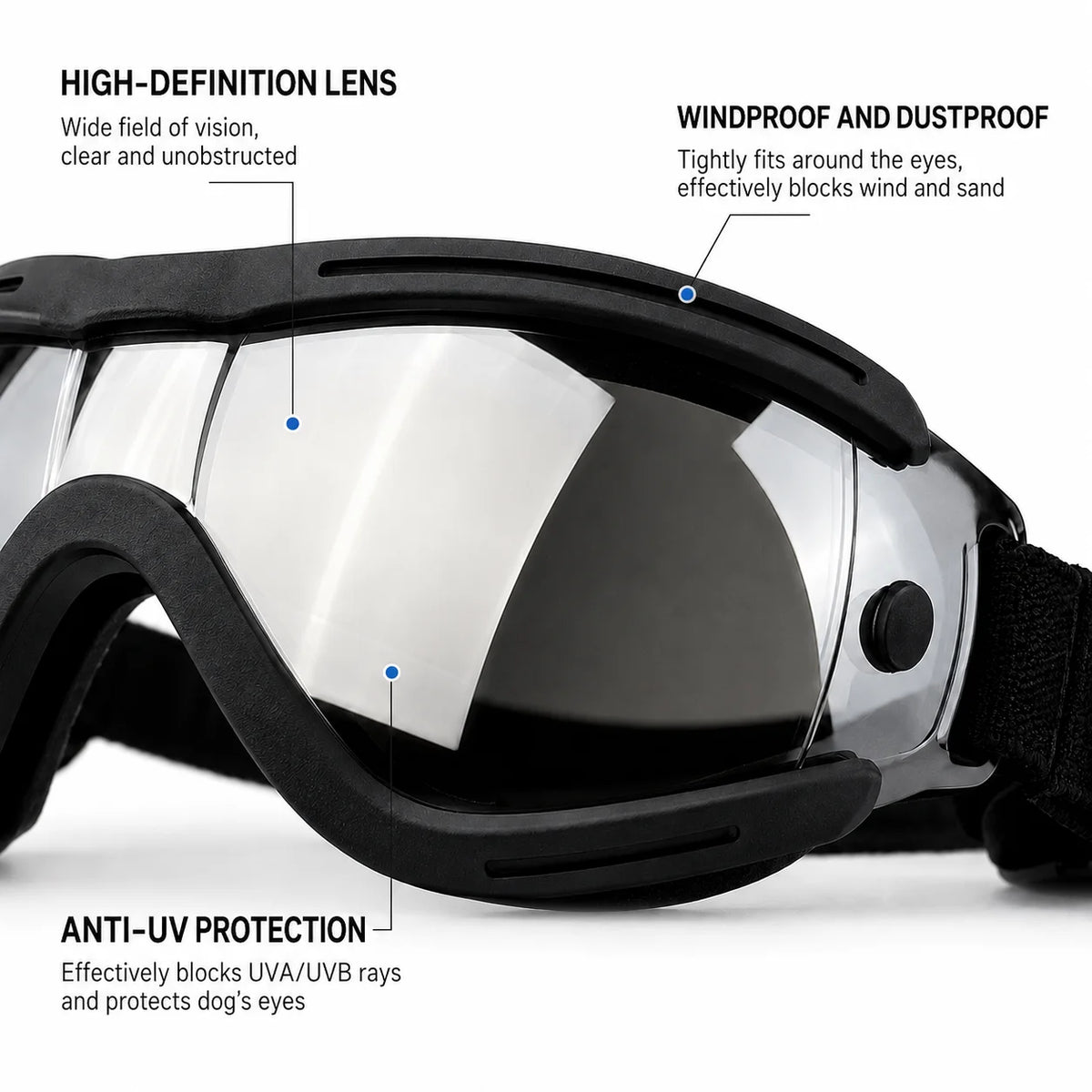 Adjustable Dog Goggles Anti-UV Sun Sunglasses