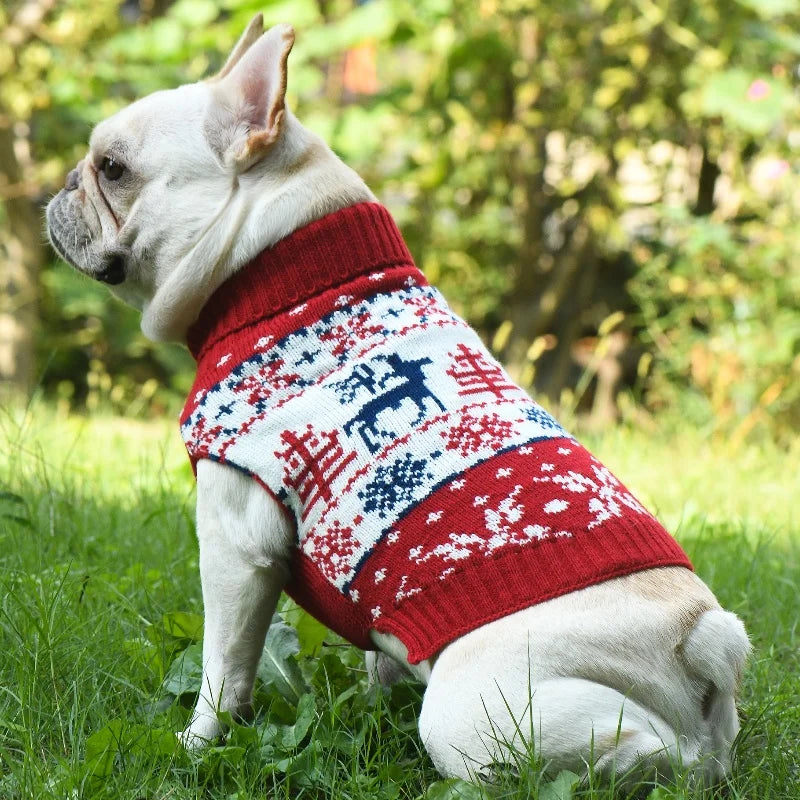 Soft Warm Christmas Turtleneck Dog Sweater for Small Dogs