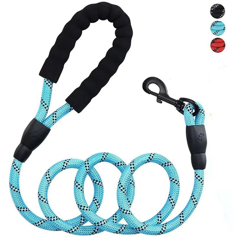 Reflective Nylon Round Dog Leash, No-Strangle Walking Lead