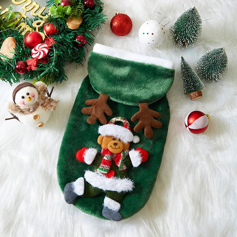 Christmas Flannel Pet Hoodie for Small & Medium Dogs and Cats