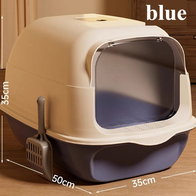 Fully Enclosed Drawer Cat Litter Box with Splash-Proof Anti-Odor Lid