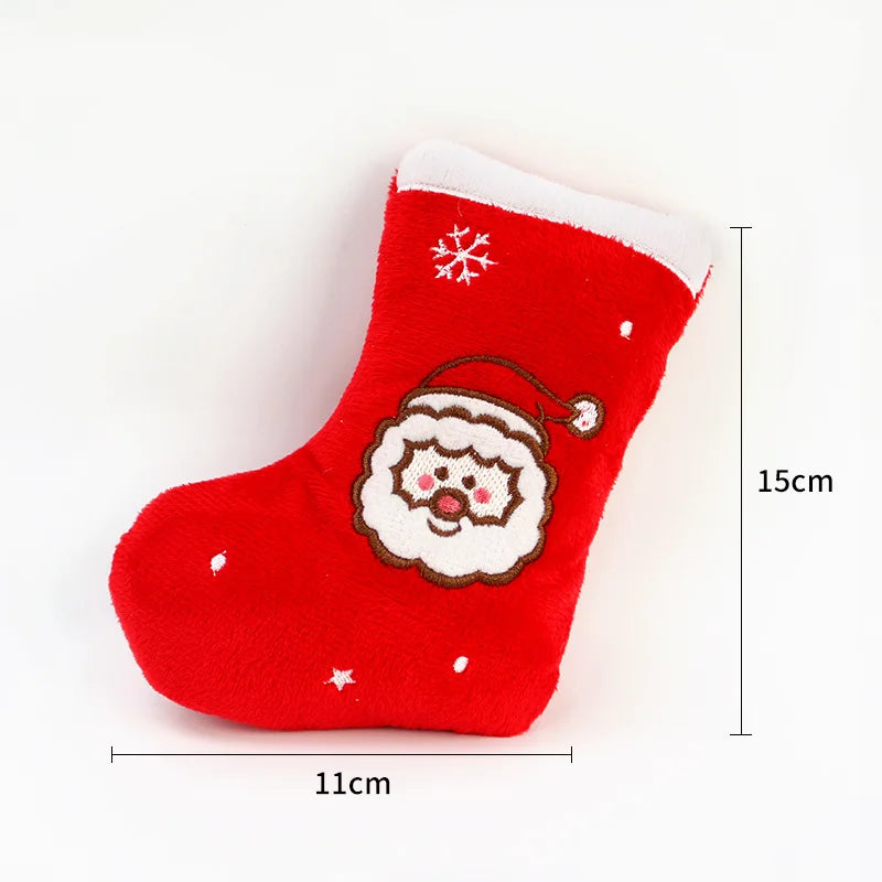 Christmas Stocking Plush Dog Toy Squeaky Durable Bite Resistant