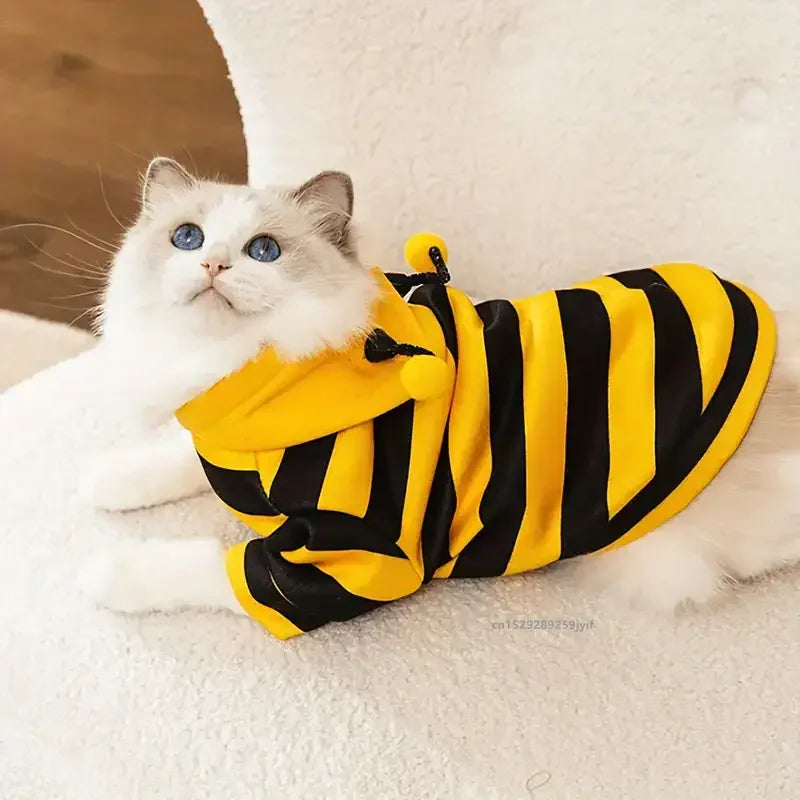 Bee Costume Hoodie for Dogs & Cats, Warm Pet Outfit