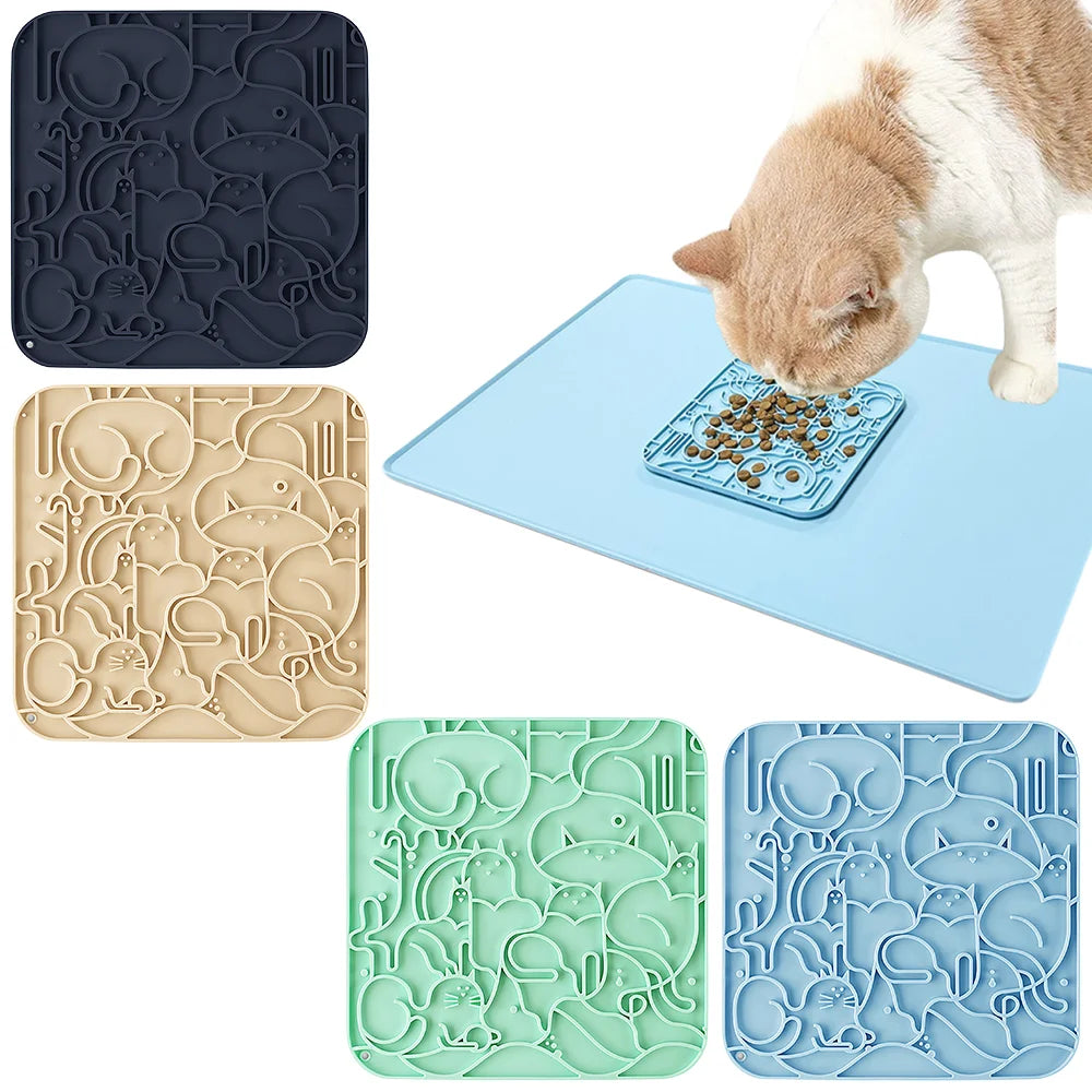 Slow Feeder Suction Lick Mat – 3D Maze Silicone Pad for Dogs & Cats