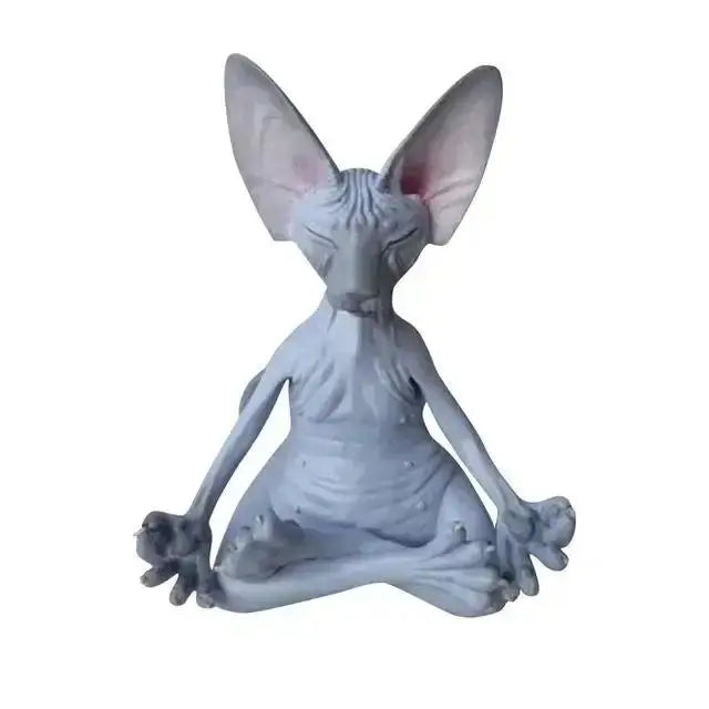 Meditating Yoga Cat Figurine, Whimsical Garden Statue for Cat Lovers