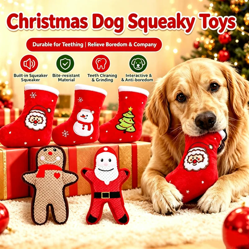 Christmas Squeaky Plush Stocking Dog Toy