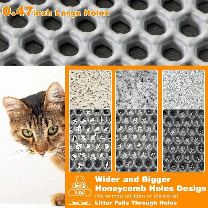 Heavy Duty Waterproof Cat Litter Mat, Double Layer Non-Slip