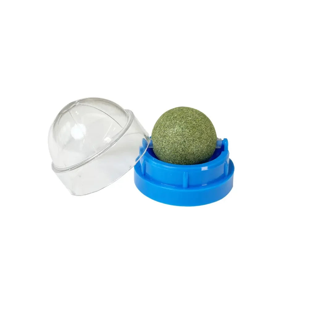Natural Catnip Ball Wall Stick-on Cat Toy Teeth Cleaning Licking Ball
