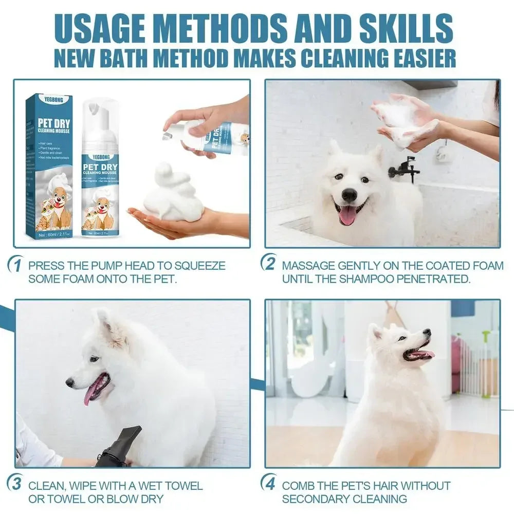 Waterless No-Rinse Cleaning Mousse Shampoo for Dogs & Cats