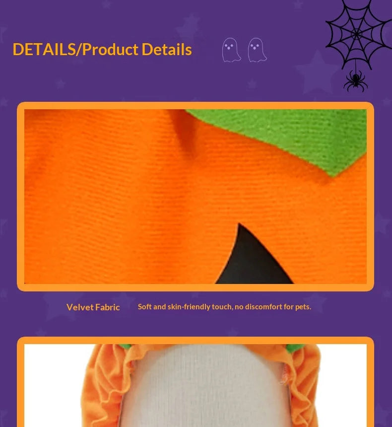 Halloween Pumpkin Overall Costume Dress for Small Dogs & Cats