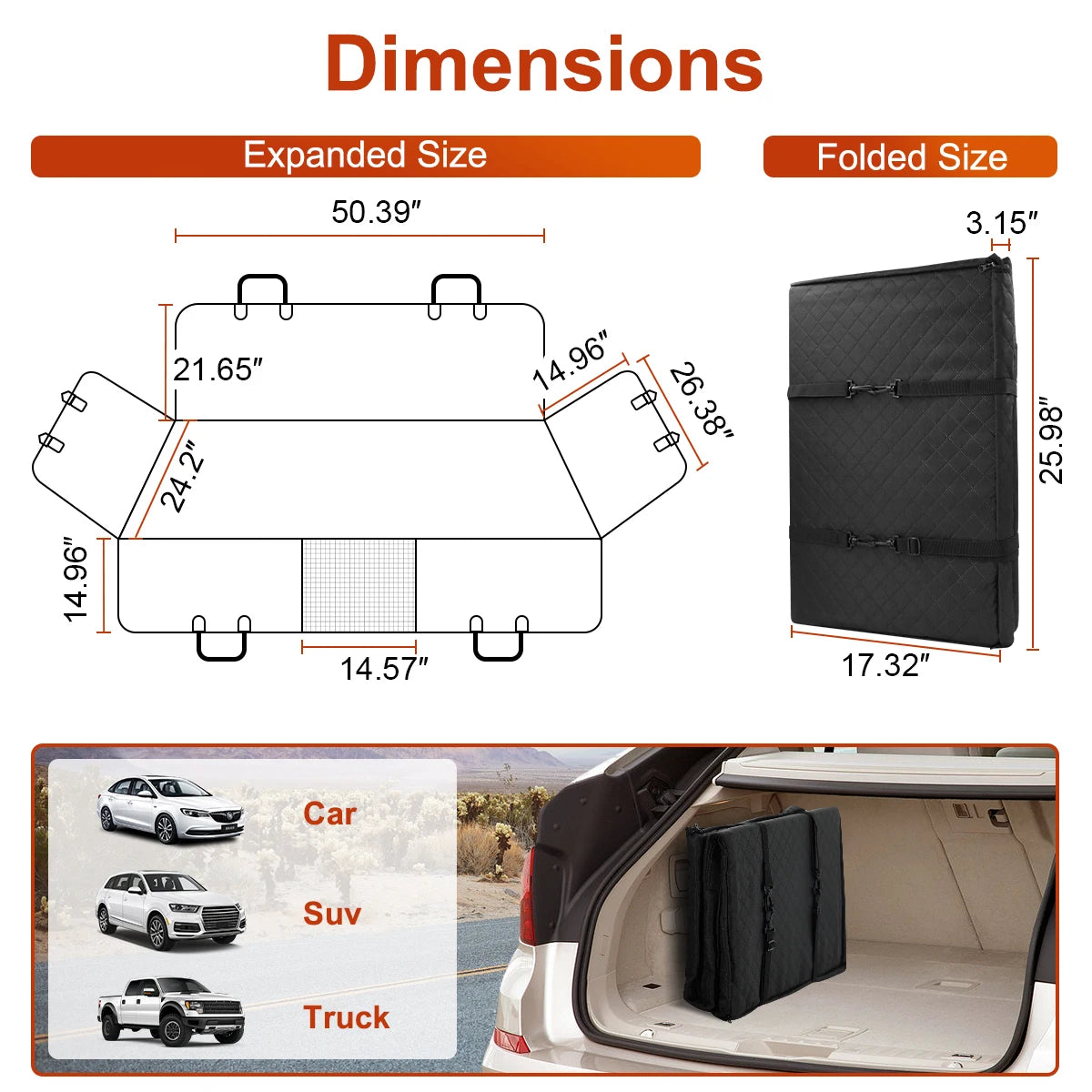 Dog Back Seat Extender with Hard Bottom, Waterproof Car Cover for SUVs