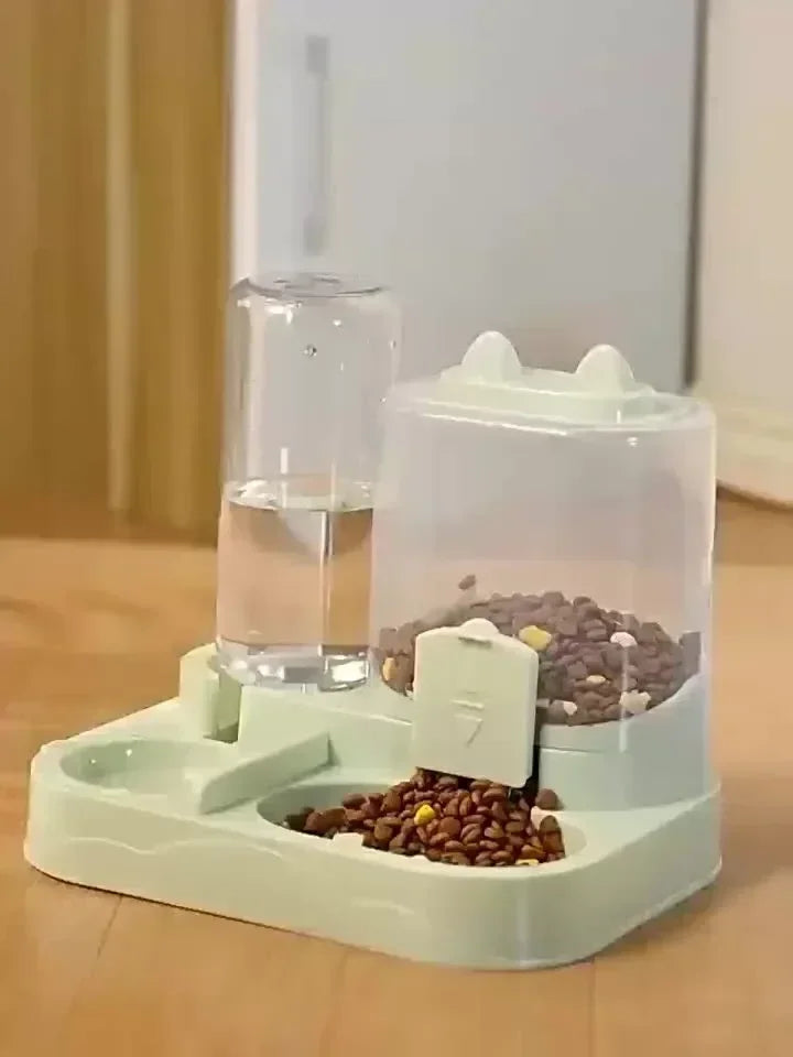 Automatic Gravity Pet Feeder & Water Dispenser Dual Bowl Set